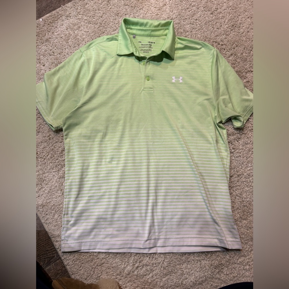 UNDER ARMOUR Mens Playoff Polo 2.0 - SUMMER LIME/White Size Large